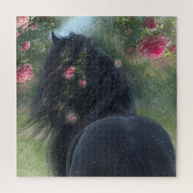 Beleza Negra Cavalo Frísia - Quebra-cabeça (Vertical)