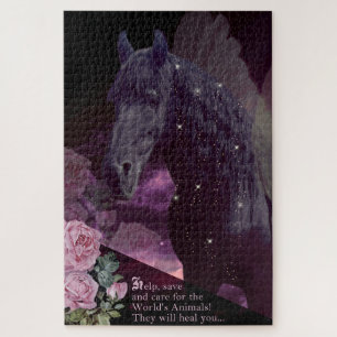 Beleza Negra Cavalo Frísia - Quebra-cabeça