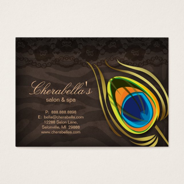 Beleza Salon Gift Card Peacock Feather Brown Suede (Frente)