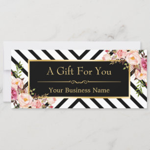 Beleza Salon Gift Certificado Dourado Floral Strip