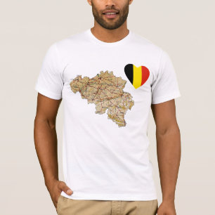 Belga Flag Heart and Map T-Shirt