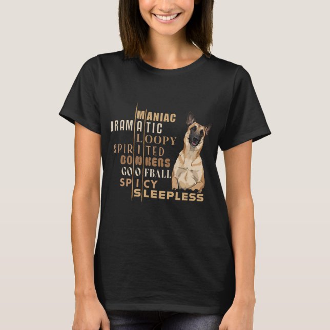 Belgian Malinois Personality Word Puzzle T-Shirt (Frente)