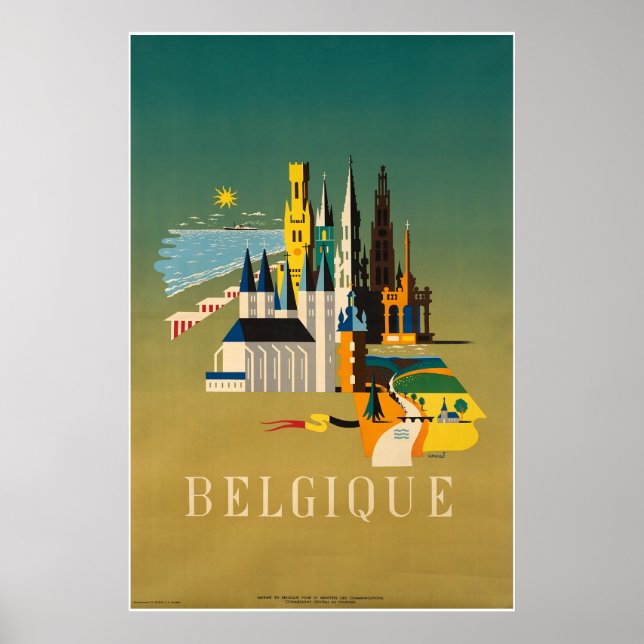 Bélgica, Bélgica, Poster de viagens (Frente)