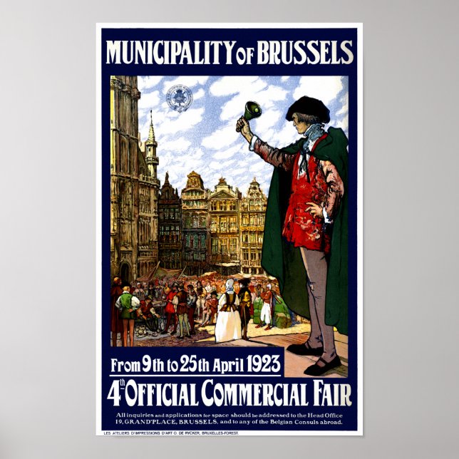 Bélgica Bruxelas Vintage Fair Poster Restaurado (Frente)