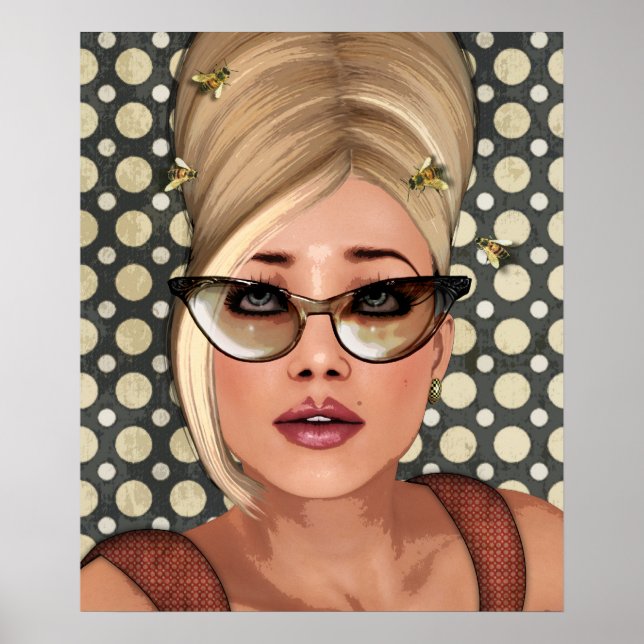 Belinda Beehive Retro Chic Poster (Frente)