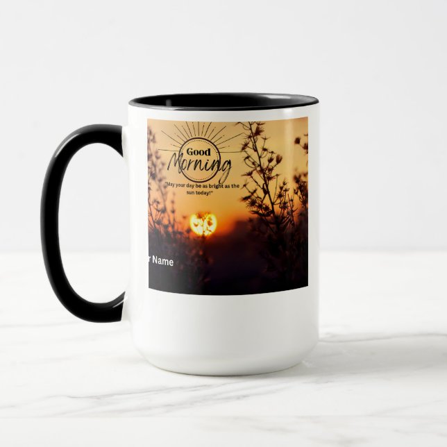 Belíssima Caneca de Café com Nascer do Sol Bom Dia (Esquerda)