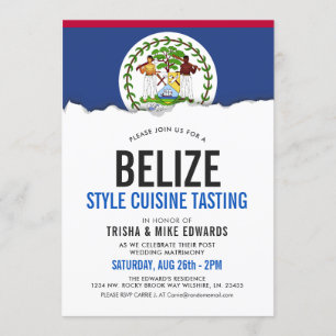 Belize Themed Cuisine   Convite Branco de Sinaliza