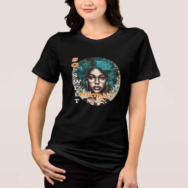 Bella+Canvas Camiseta Tri-blend Feminina, Preto Só (Frente)