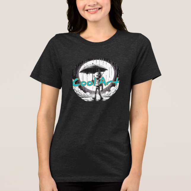 Bella+Canvas Camiseta Tri-blend Feminina, Preto Só (Frente)