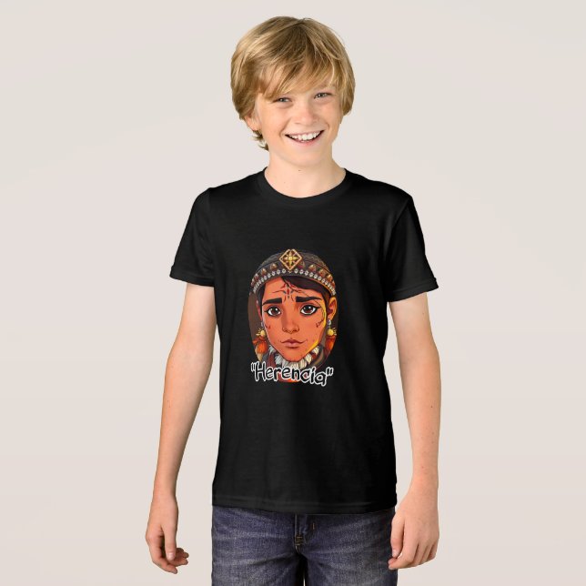 Bella+Canvas Camiseta Tri-blend Juvenil, Preto Sól (Frente Completa)