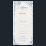 Bellefontaine — French Blue Wedding Flat Menu<br><div class="desc">The Bellefontaine Suite — French Blue Wedding Menu features a romantic dusty blue background adorned with delicate white French florals for a refined estate-inspired look. Designed in an elegant 4x9 format, this menu card brings timeless European charm to your reception tables. Soft, editorial typography pairs beautifully with the matte French...</div>