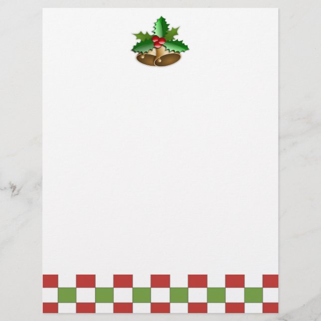 Bells e Holly Christmas Letter Paper (Frente)