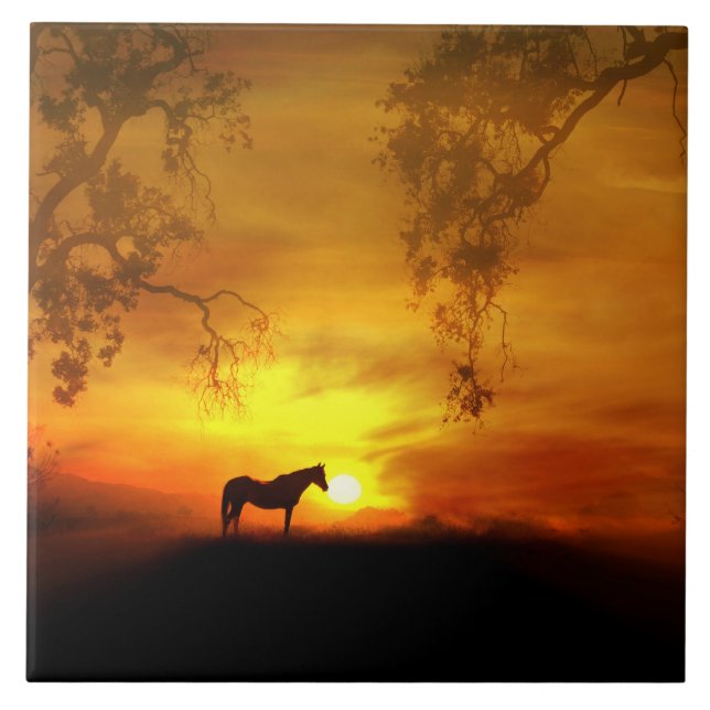 Belo Azulejo de Arte de Cavalo (Frente)