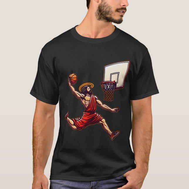 Belo Basquete Retro Jesus Cristo T-Shirt (Frente)