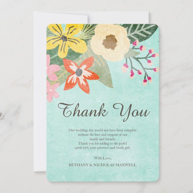 Belo Blooms Foto Obrigado Cartão Simples (Frente)