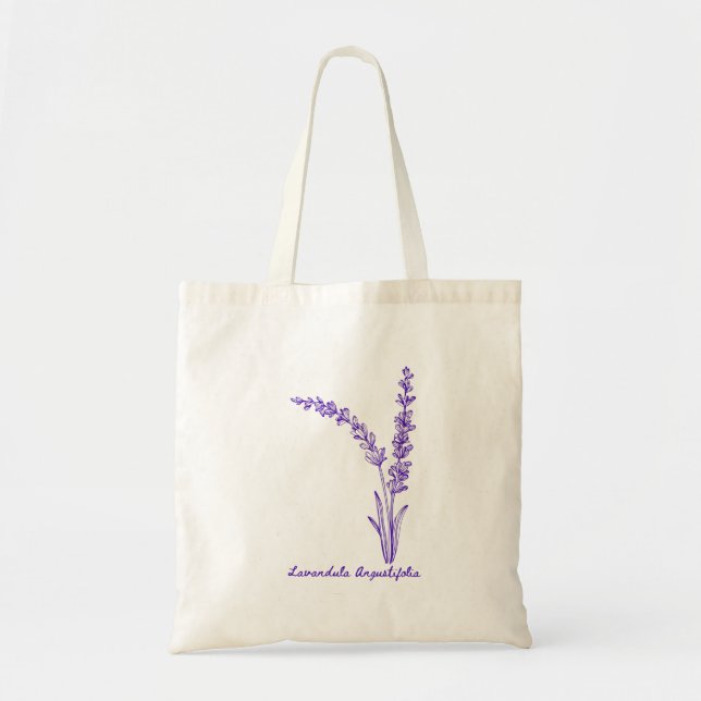 Belo Bolsa de desenho botânico da flor da Lavanda  (Frente)