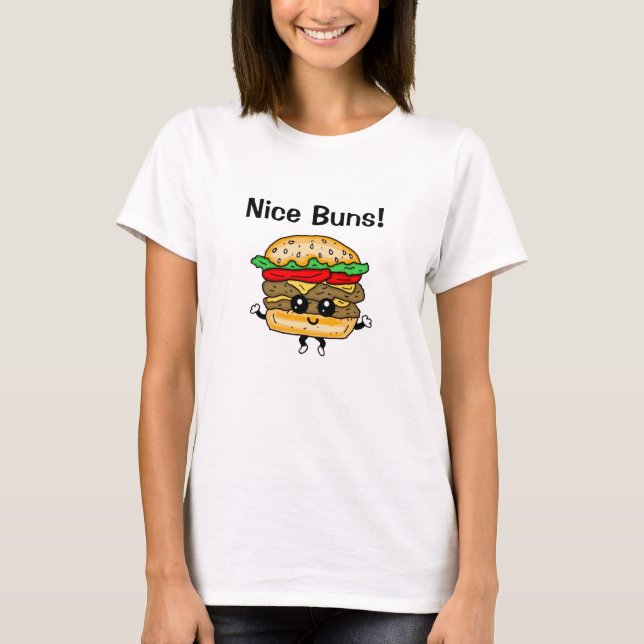 Belo Buns Hamburger Comida Pun T-Shirt Engraçado (Frente)