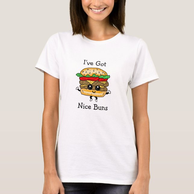 Belo Buns Hamburger Comida Pun T-Shirt Engraçado (Frente)