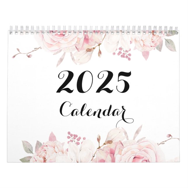 Belo Calendário de Parede Floral 2025 (Capa)