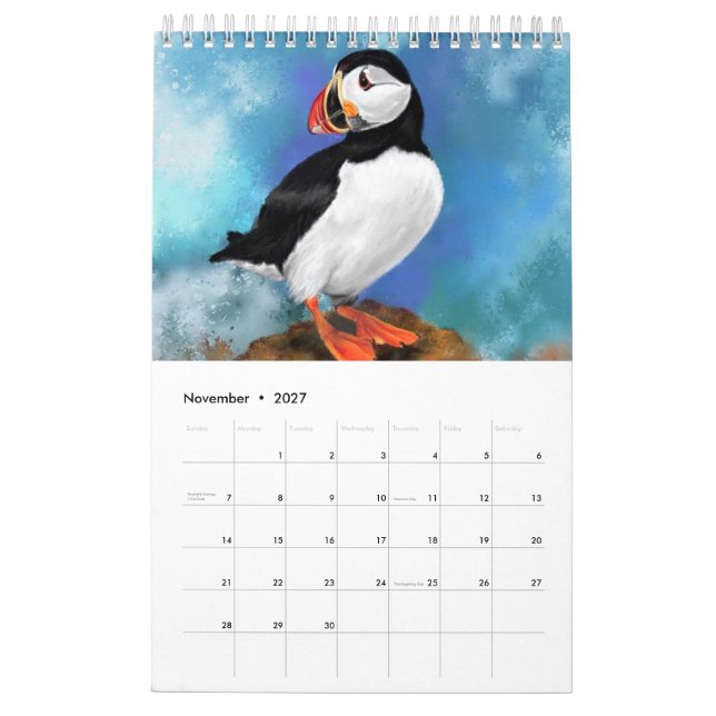 Belo Calendário de Pássaros - Pintura (Nov 2027)