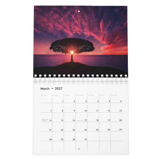 Belo calendário de Pôrs do sol (Mar 2027)