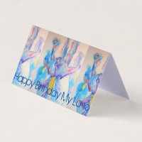 Belo Cartão de Aniversário de Pintura Azul Iris