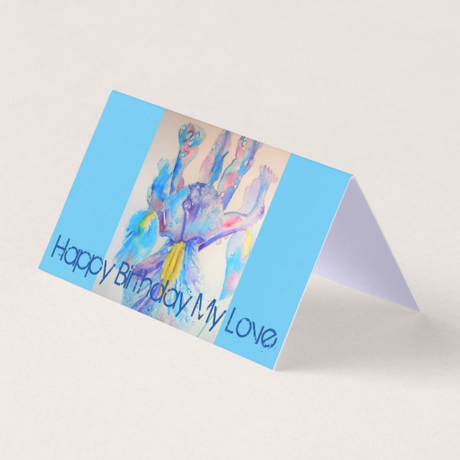 Belo Cartão de Aniversário de Pintura Azul Iris (Frente)