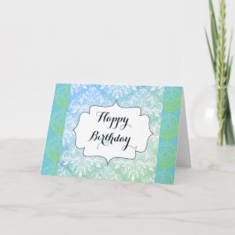 Belo Cartão de Aniversário Feliz Azul e Verde