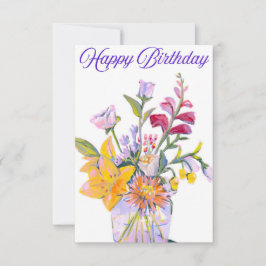 Belo Cartão de Aniversário Floral Vase