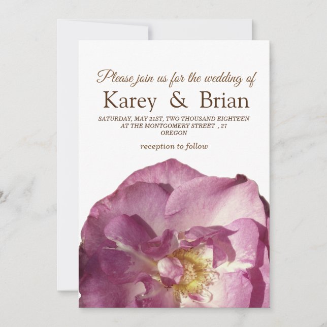 Belo Cartão de Casamento de Foto Rosa (Frente)