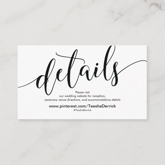 Belo Cartão de Gabinete de Detalhes do Site de Cas (Frente)