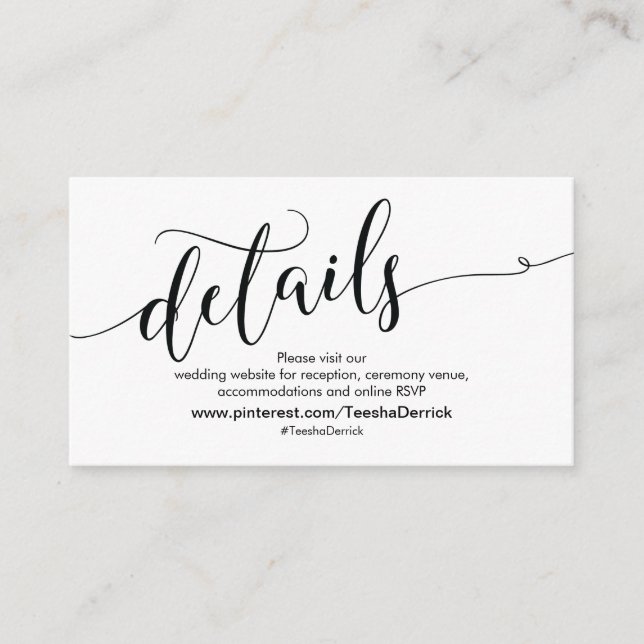 Belo Cartão de Gabinete de Detalhes do Site de Cas (Frente)