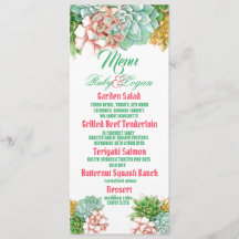 Belo Cartão de Menu de Casamento de Suculentos
