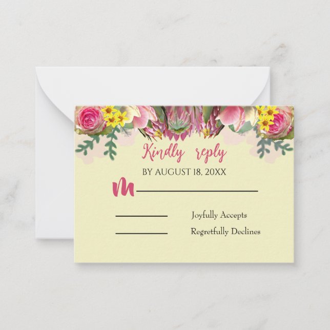 Belo Cartão de Resposta de Creme de Jardim Botânic (Frente)