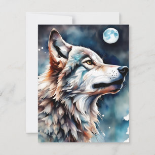 Belo Cartão de Saudação do Lobo de Watercolor
