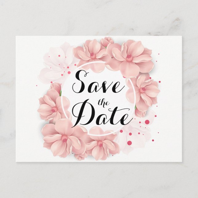Belo Cartão Postal Save The Date Floral (Frente)