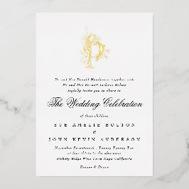 Belo Casamento Floral DOURADO do Monograma