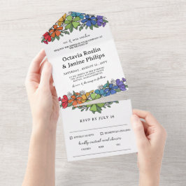 Belo Casamento LGBT Floral Arco-Íris