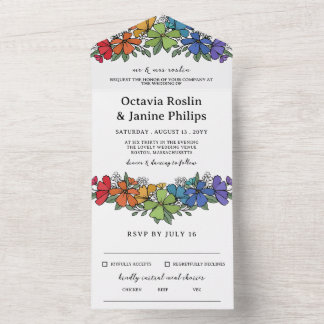 Belo Casamento LGBT Floral Arco-Íris