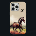 Belo Cavalo Marrom Executando Iniciais Personaliza<br><div class="desc">para os amantes de cavalos,  um belo cavalo marrom correndo ou de baía com Iniciais Personalizadas</div>