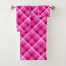 Belo conjunto de toalhas de Xadrez magenta cor-de-