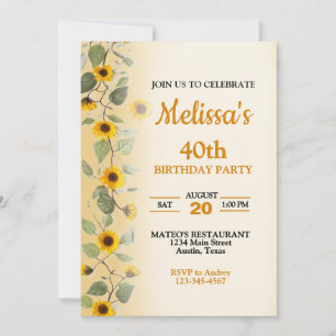 Belo Convite de aniversário de Girassóis