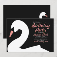 Belo Convite de Aniversário de Swan Branco