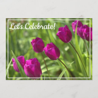 Belo Convite de aniversário Primavera Tulipas
