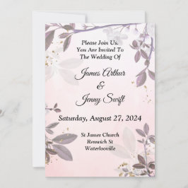 Belo Convite de Casamento, floral rosa