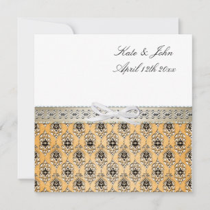 Belo convite de Casamento tema damasco elegante