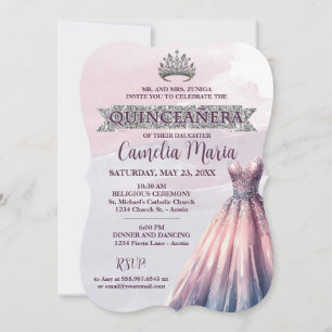 Belo Convite Para Aquarela Quinceanera Bday