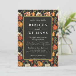 Belo Convite para Casamento outono de Rosa Botânic