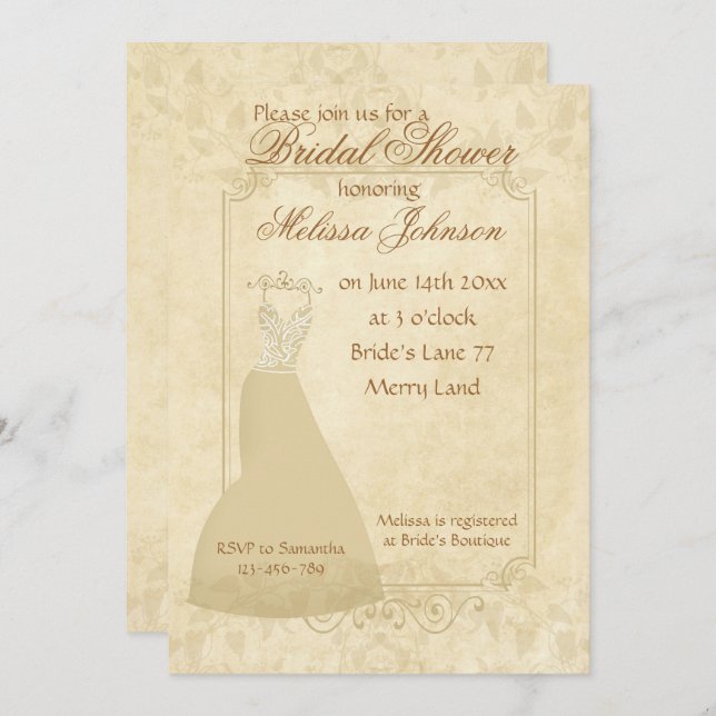 Belo convite para Chá de panela de papel Beige Vin (Frente/Verso)