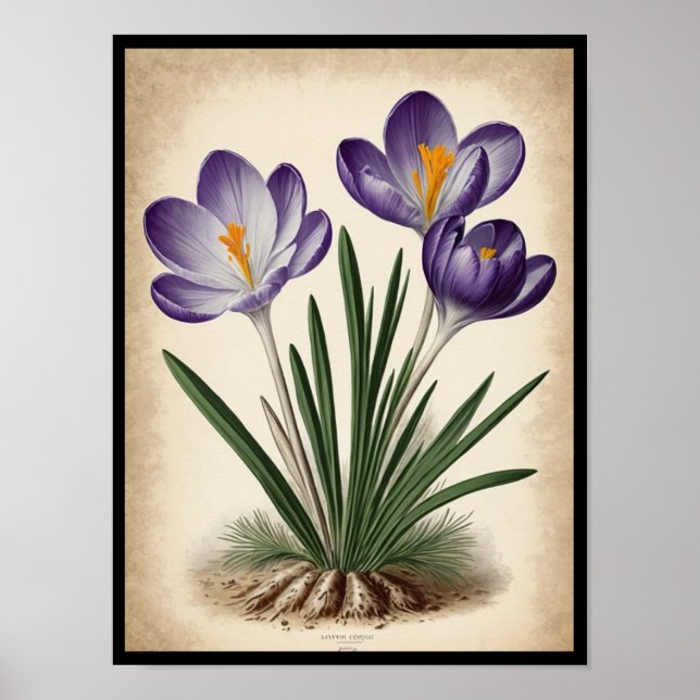 Belo Crocus Sativus Flower Wall Poster (Frente)